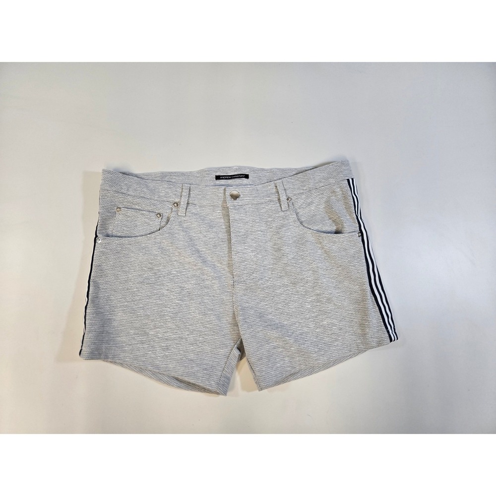Andrew Christian Mens Grey Striped Casual Shorts Size 34 AC10841 6784